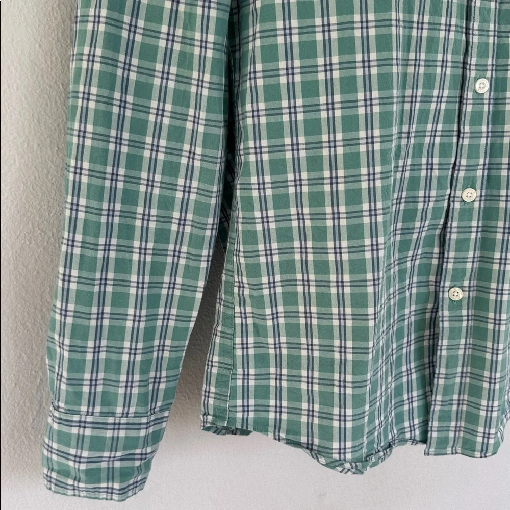 J. Crew mint green plaid flex washed slim fit button down dress shirt medium